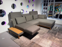 Brühl - Ecksofa Moule Medium Stoff 3677 0095 Grau Tellerfüße Metall Glänzend Verchromt Mit Verstellung Und Tischablage - 8