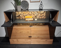 Wöstmann - Highboard WM 2140 Wildeiche Massiv Soft Gebürstet Metallteile Carbonfarbig Strukturgepulvert Anthrazit - 2