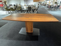 kf furniture - Esstisch 9000 Nussbaum Bootsform Fuß Aluminium Inletts Gewölbte Säule - 2