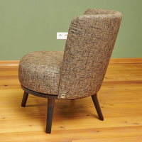 Bielefelder Werkstätten - Drehsessel Polo Cocktail Stoff BW Troy Braun Gestell Esche Schwarz Gebeizt Inklusive Hocker - 6