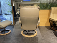 Stressless - Sessel Mayfair M Leder Batick Mole Beige Gestell Metall 40 Alu Poliert Fuß Signature Holz Eiche Mit Hocker - 2