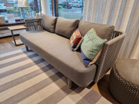 Cane Line - Sofa Moments Stoff Natté Grey Grau Rahmen Soft Rope Grau Gestell Aluminium Braun Füße Massiv Teak Inklusive Soft Touch Quick Dry Kissen Ohne Dekokissen - 3