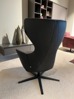 Contur - Einzelsessel Gaudino Innen Stoff Estelle 44 Grau Außen Leder Dino 545 Schwarz Gestell Metall Schwarz - 4