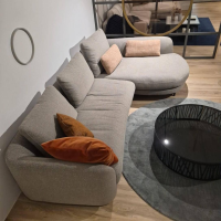 Rolf Benz - Rolf Benz Sofa KUMO 555 – Stoff Graubeige, Ottomane rechts - 15