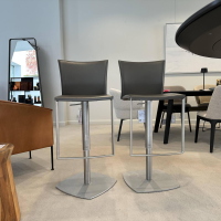 Draenert - 2er-Set Barhocker Nobile 2079 Leder 13 Muscat Braun Fuß Chrom-Matt - 5