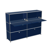USM Haller - Sideboard USM Metall Stahlblau Pulverbeschichtet Gestell Metall Verchromt - 2