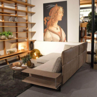 IP Design - Ecksofa Cube Air Stoff Kat. 10 Beige Grau Gestell Leder Braun Füße Metall Matt Schwarz - 4
