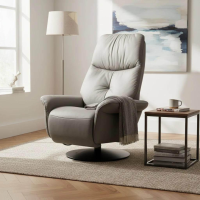 himolla - Sessel 8951 Easy-Swing Leder Longlife Sea Grau Tellerfuß Metall Schwarz Pulverbeschichtet Inkl. Aufstehhilfe - 5