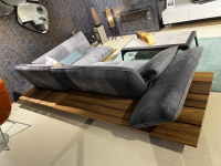 Bullfrog - Ecksofa Akito Leder Crazy Nubuk 2510 73 Graphit Grau Plateau Räuchereiche Winkelfuß Stahl Schwarz Matt - 6