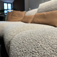 Cierre - Polstergruppe Stoff Smilla 11 Grau Beige Gestell Chrom Schwarz Mit Leder Pelle Setanil 76 Braun Mit Kissen - 2