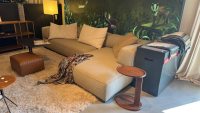 Flexform - Ecksofa Perry Stoff Elettra 202 Grau Keder Gros Grain 142 Grau Braun Füße Silber Inklusive Kissen - 2