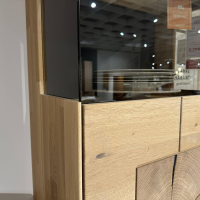 Musterring - Vitrine Portland Holz Wildeiche Massiv Weißgeölt Glas Anthrazit Satin Mit Beleuchtung Anschlag Rechts - 4