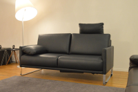 Rolf Benz - Sofa Cara SB168 Leder 38.109 Graublau Kufe Glanzchrom mit Beinauflage - 5