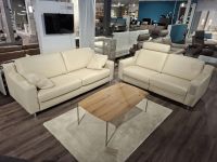 Hukla - Garnitur Sofastyle Leder BelVita Ecru Beige Metall Eckfuß 2 Sofas - 6