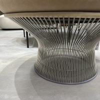 Knoll International - Hocker Platner Stoff Velvet Palomino Braun Beige Gestell Nickel Poliert - 5