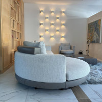 Minotti - Polstergruppe Connery Stoff Fisher 10 Ghiaccio Grau Ablage Leder Aspen Ardesia Grau Mit Kissen - 7