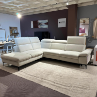 Global - Ecksofa Felipa Stoff Carmen 01 Naturel Weiß Beige Fuß Schwarz Inklusive Relaxfunktion - 2