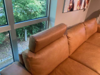 Natura - Ecksofa Balok Leder L30 Retro Cognac Braun Gestell Massivholz Füße Kunststoff Schwarz - 4