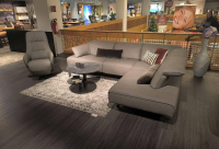 himolla - Polstergruppe Signa Leder Leonessa Artic 27 Grau Braun Füße Metall Schwarz - 6