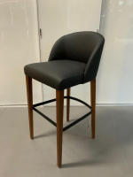 Tonon - Barhocker Libra Leder Schwarz Gestell Nussbaum Striemen Schwarz - 5