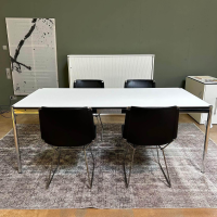 MDF Italia - 4er Set Stuhl Neil Leather And Stool Sattelleder Schwarz Gestell Chrom Schwarz - 6