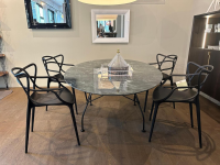 Kartell - Esstisch Glossy Marble Oval Platte Marmor GR Grün Gestell Stahl Schwarz Lackiert - 3