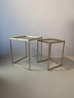 Eigene Herstellung - 2er Set Beistelltisch Platte Glas Gestell Metall Goldoptik Gold - 6