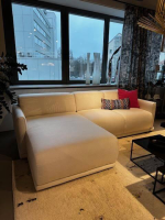 Christine Kröncke - Schlafsofa Bente Stoff Matteo Ecrue 090 Beige Grau Füße Schwarz Mit Longchair - 7