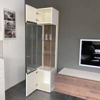 Gwinner - Wohnwand Bohle Lack Weiß Struktureiche Geräuchert mit Beleuchtung - 2