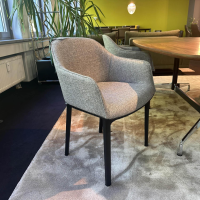 Vitra -  4er-Set Armlehnstuhl Softshell Stoff Savanna Grau Vierbeingestell Kunststoff Basic Dark Schwarz - 5