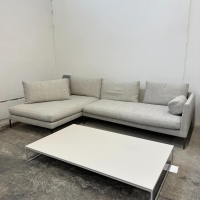 COR - Ecksofa Pilotis Stoff 9210 Sandgrau Grau Füße Schwarzchrom Inklusive Kissen Ohne Couchtisch - 2