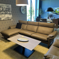 Erpo - Ecksofa Lucca Leder Loden 43 164 Braun Metallkufe Schwarz Inklusive Sessel Und Hocker - 7