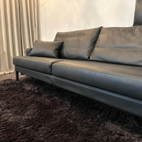 FSM - Sofa Clarus Leder Schwarz Füße Schwarz Inklusive Fußstützen Und Kopfstützen - 7