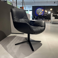 Freifrau - Lounge Chair Leya Cocktail Leder Sahara Ebony 60009 Schwarz Fuß Kreuzgestell Feinstruktur Matt Tiefschwarz Schwarz - 7