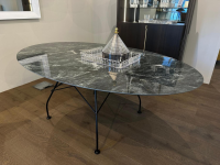 Kartell - Esstisch Glossy Marble Oval Platte Marmor GR Grün Gestell Stahl Schwarz Lackiert - 2