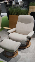 Stressless - Sessel Consul L Stoff Daisy Sand Beige Gestell Classic Eiche Gebeizt Inklusive Hocker - 4