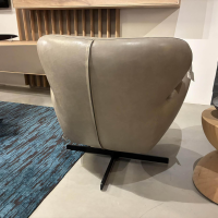 Sitzwerk - Drehsessel Sunny Leder Brushed Saddle Warm Grey Grau Gestell Metall Feinstruktur Schwarz Matt - 3