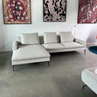Jori - Ecksofa Tigra Landscape Stoff Monza Melange 99 Beige Füße Metall Bronze Inklusive Kopfstütze - 4