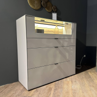 Wöstmann - Highboard WM2380 Lack Samtgrau Wildeiche Massiv Soft Gebürstet Mit Glasausschnitt - 6